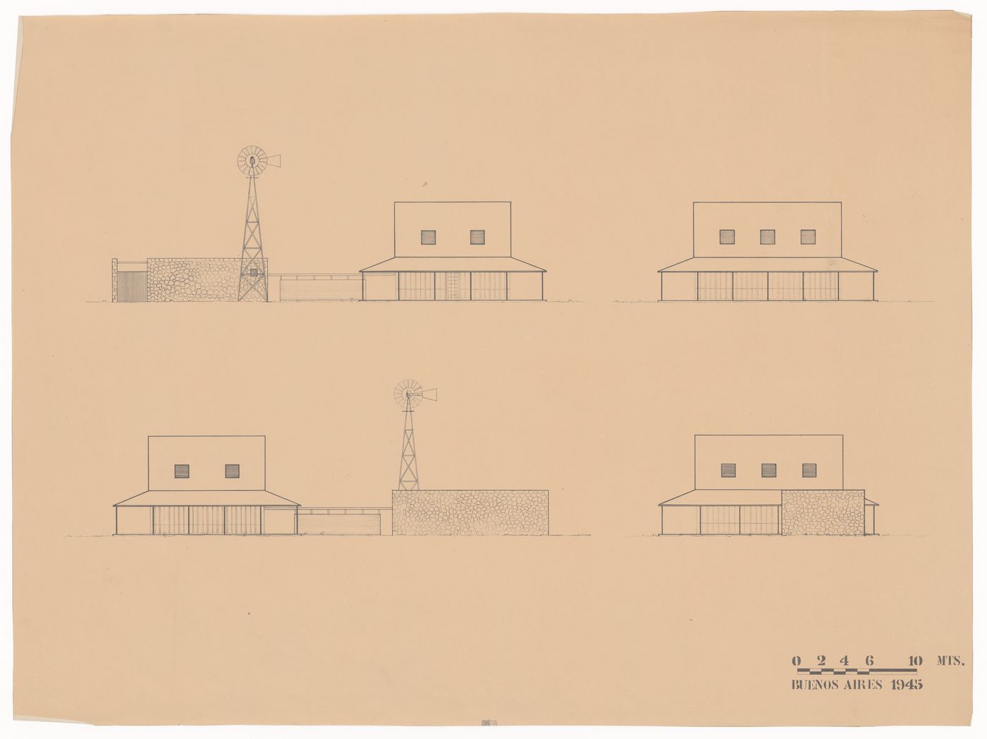 Elevations for Casa en el campo, Partido de General Pueyrredón, Argentina