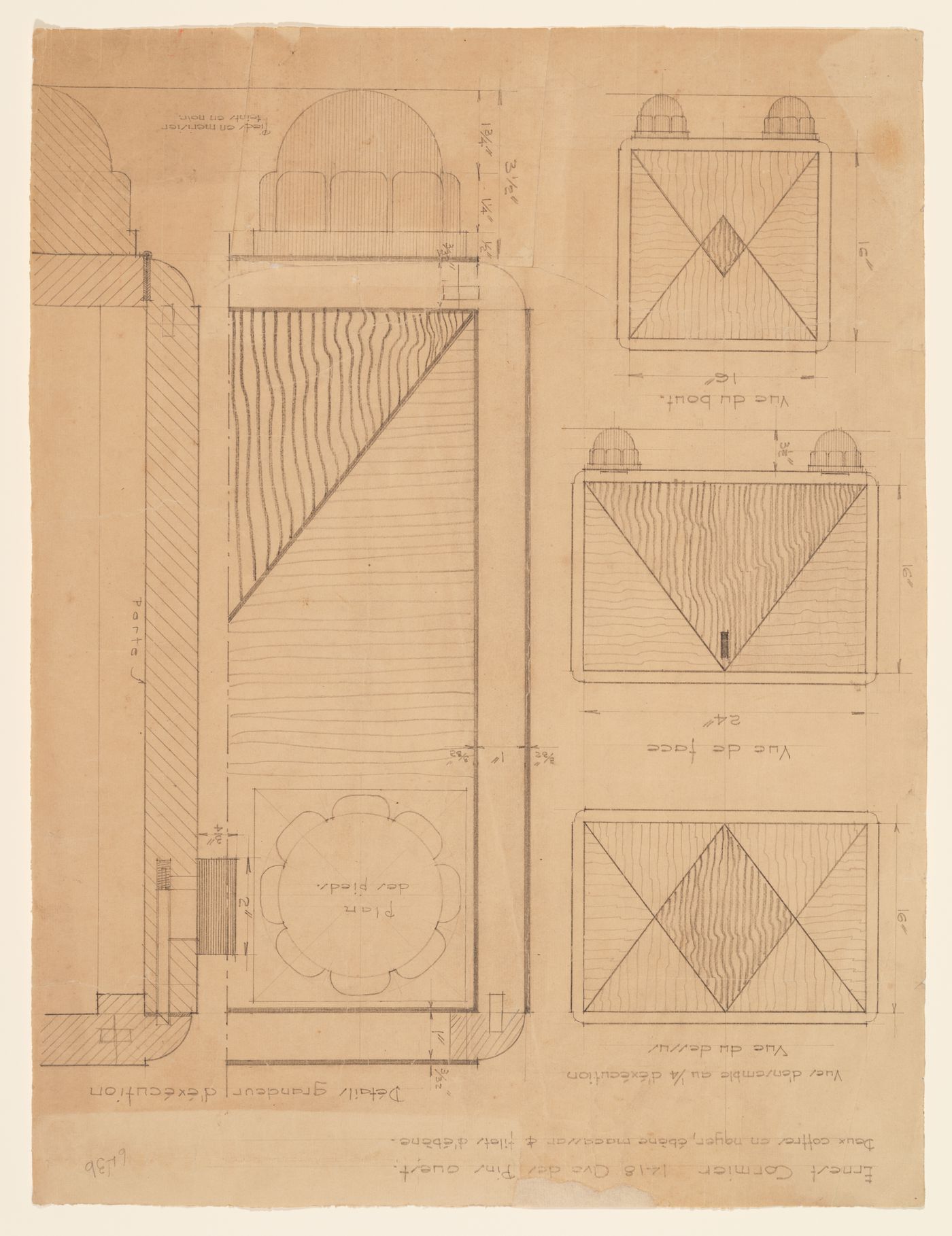 Détails de deux coffres en noyer,  Résidence Ernest Cormier, 1418 Avenue des Pins Ouest, Montréal, Canada