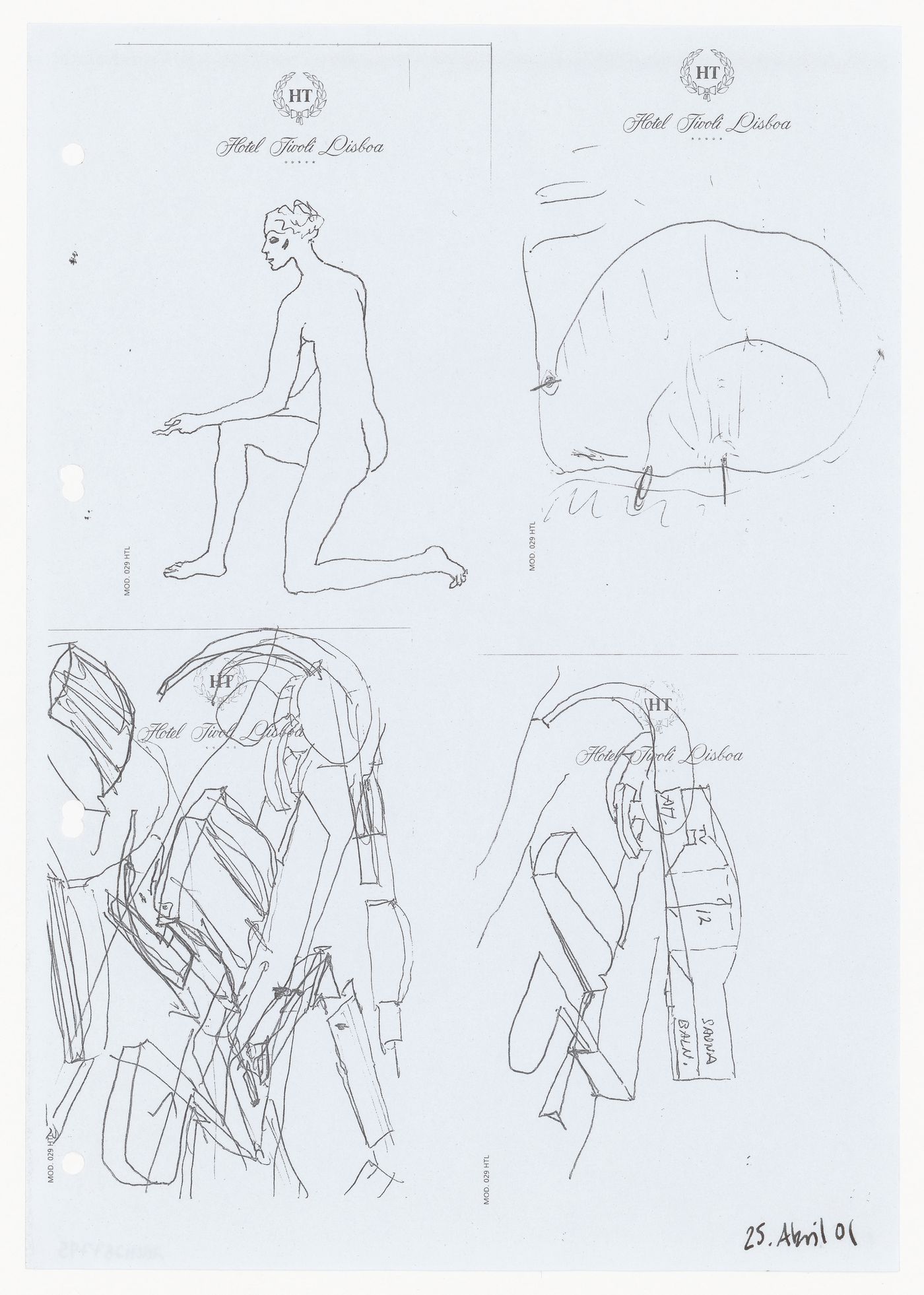 Sketches for Complexo Desportivo Ribera-Serrallo, Barcelona, Spain