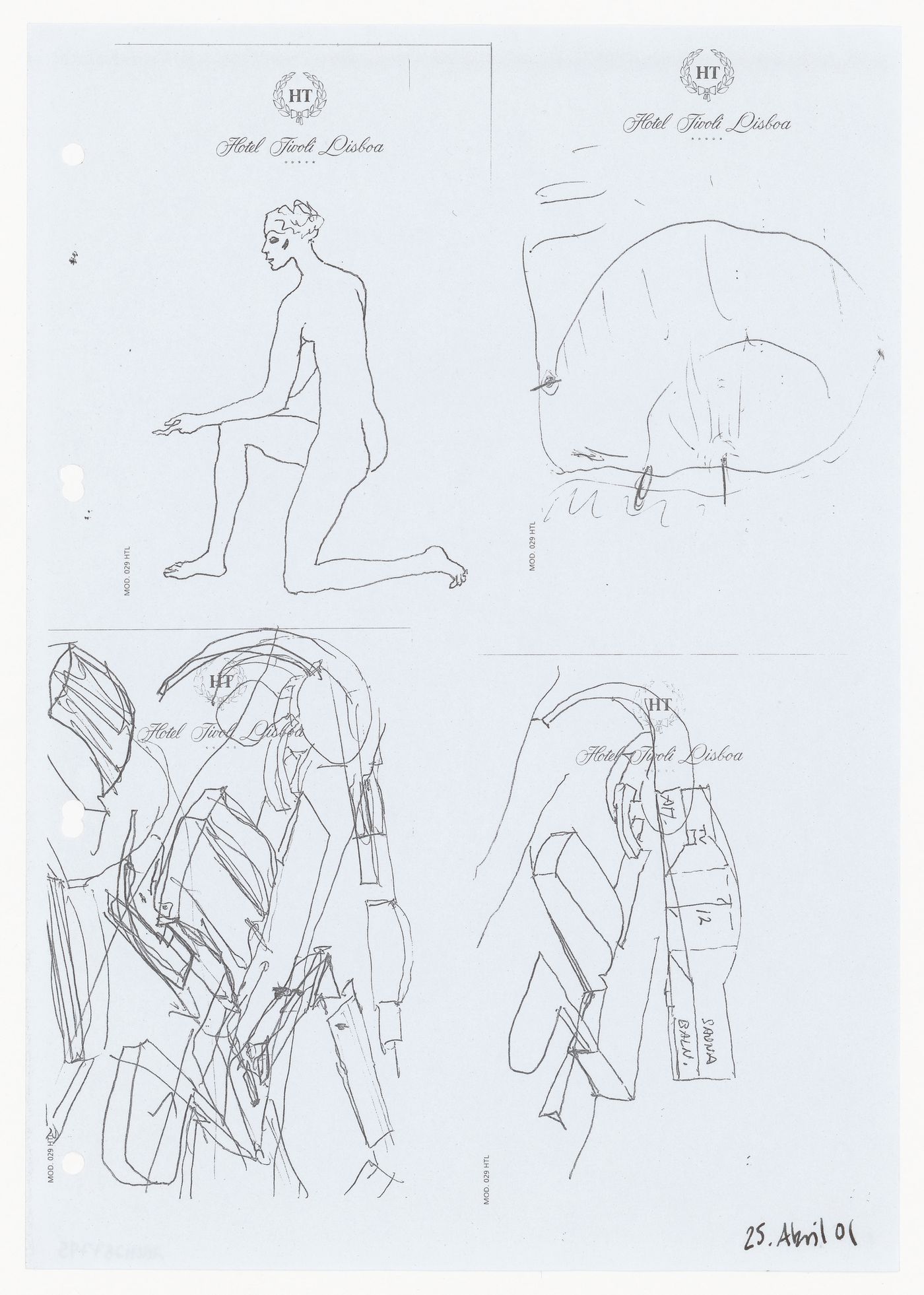 Sketches for Complexo Desportivo Ribera-Serrallo, Barcelona, Spain