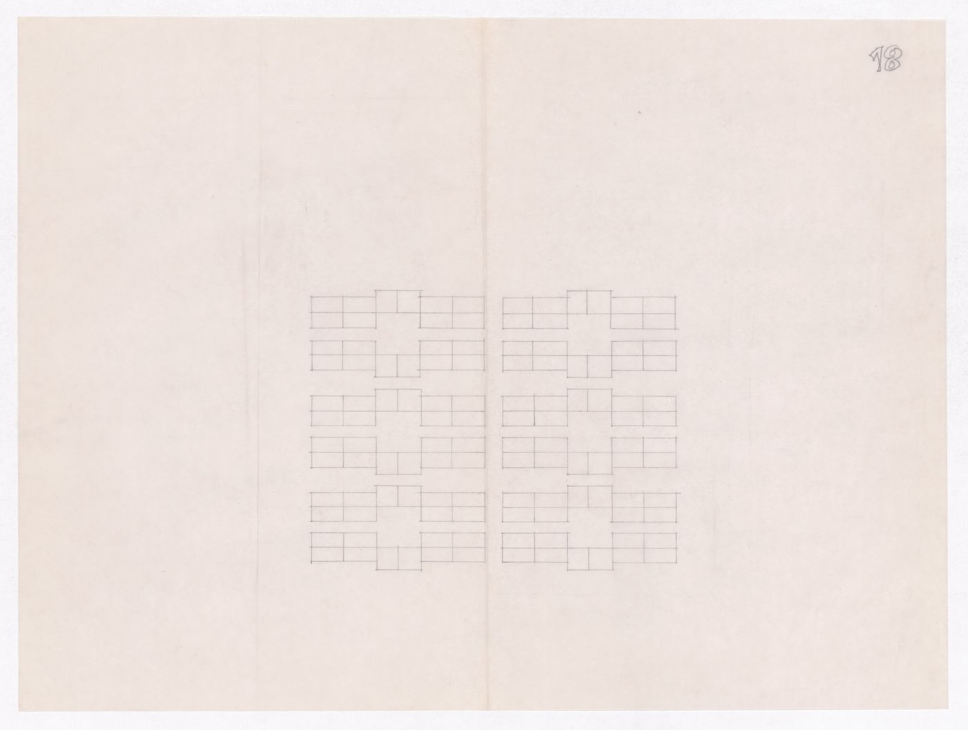 Sketch showing plots layout development for Minimum Cost Housing Group's plot in Aranya township, India, for Aranya Housing Project