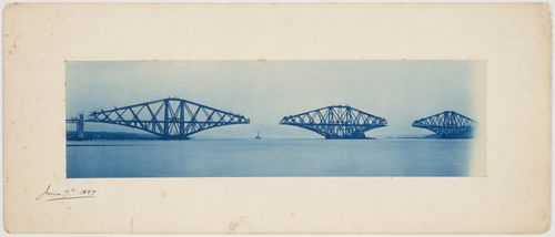 View of the Forth Bridge under construction, Firth of Forth, Scotland