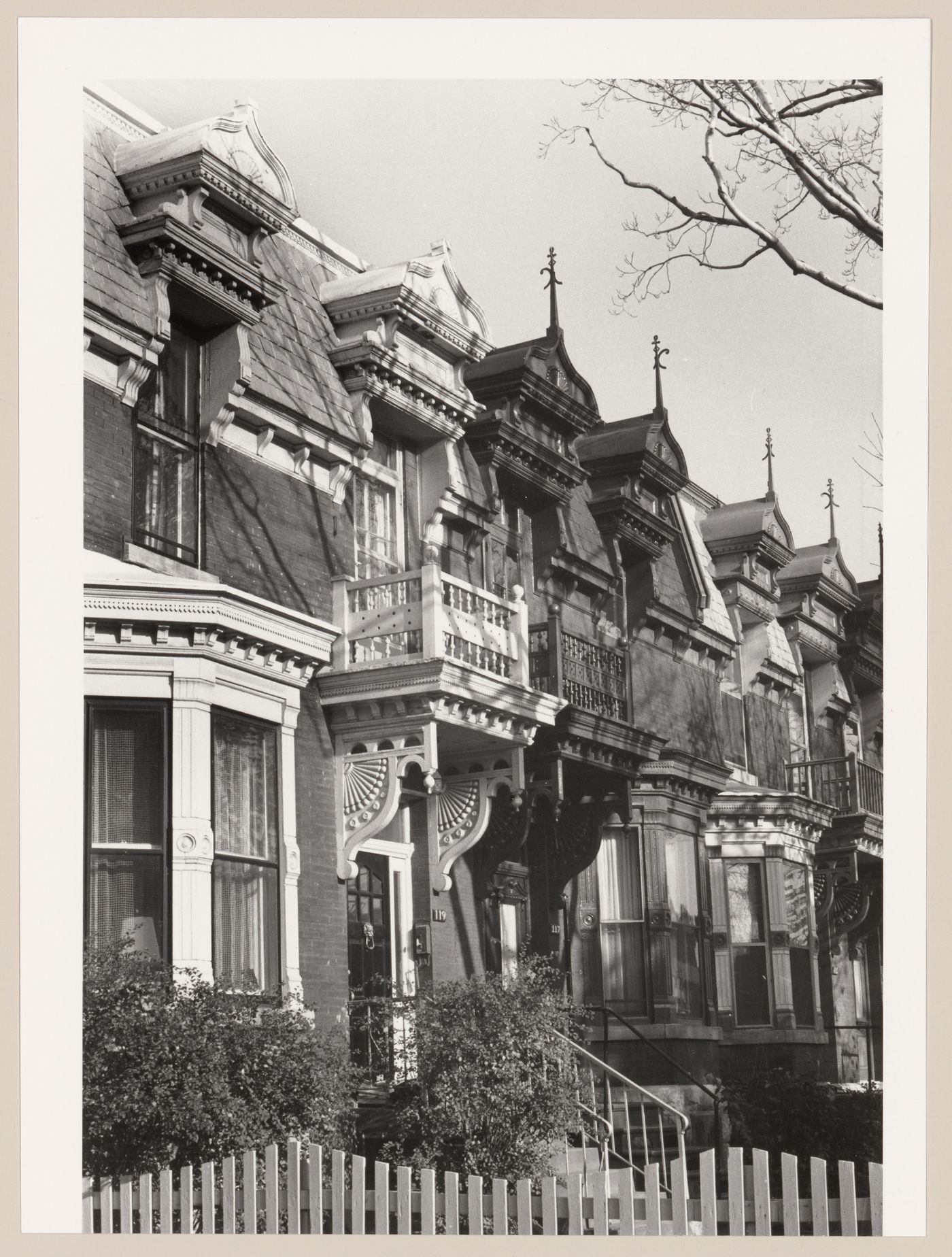 View of the principal façade of row houses, 115-119 Blenheim Place, Westmount, Québec