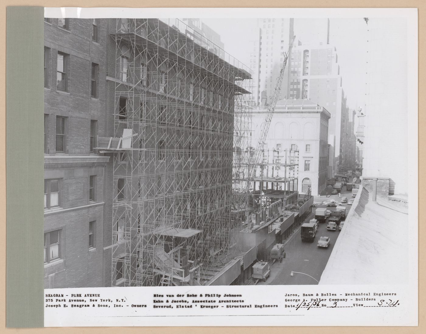 Seagram building under construction, 375 Park avenue, New York, N.Y., south-west view