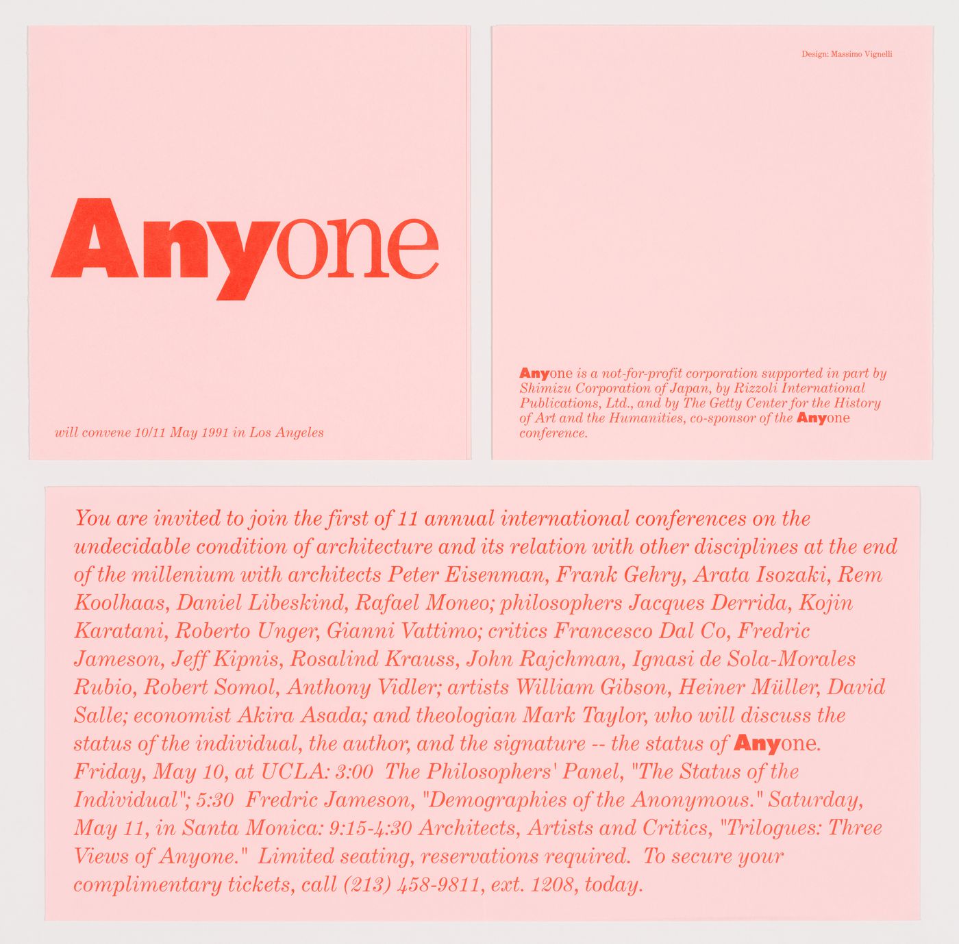 Invitation designed by Massimo Vignelli for the inaugural Any conference
