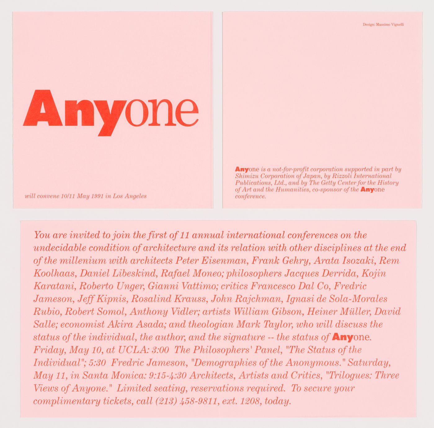 Invitation designed by Massimo Vignelli for the inaugural Any conference