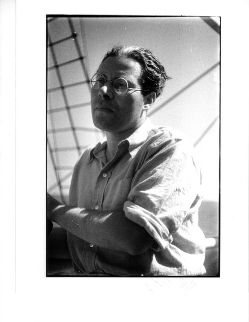 C.I.A.M. Athens, 1933: Ladislas [sic] Moholy-Nagy portrait from left, exterior ship