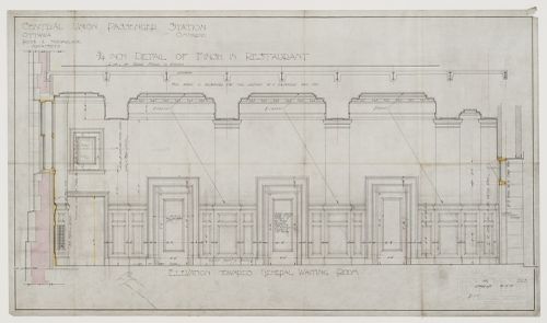 Elevation of restaurant for Central Union Passenger Station, Ottawa, Ontario