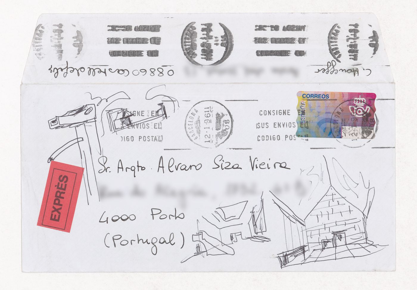 Sketch perspectives and details for Kolonihaven - The International Challenge, Copenhagen, Denmark; verso: Chimney sketches for Kolonihaven - The International Challenge, Copenhagen, Denmark