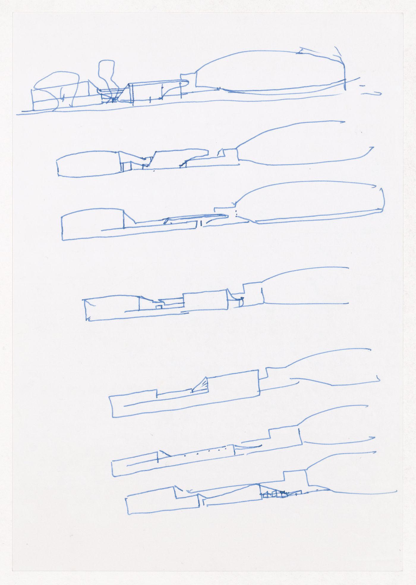 Sketch sections for Pavilhão Multiuso, Vigo, Spain