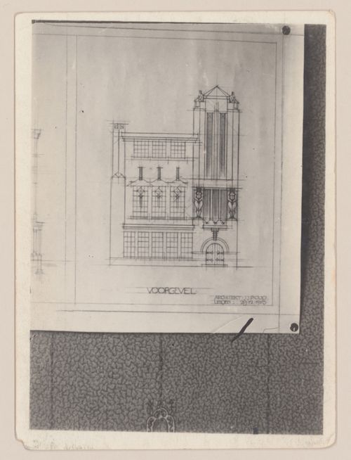 Photograph of an elevation for a convalescent hospital for soldiers, Den Helder, Netherlands