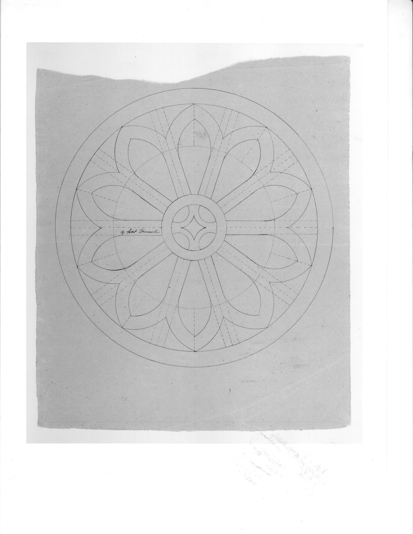 Elevation for a transom window [?] for a side entrance for Notre-Dame de Montréal