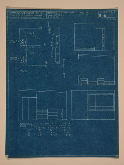 Interior elevations and plan for bedroom no. 1 type "C"