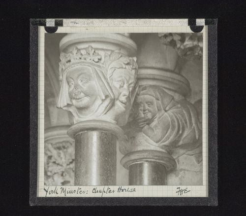 View of capitals in Chapter House of York Minster, York, North Yorkshire, England