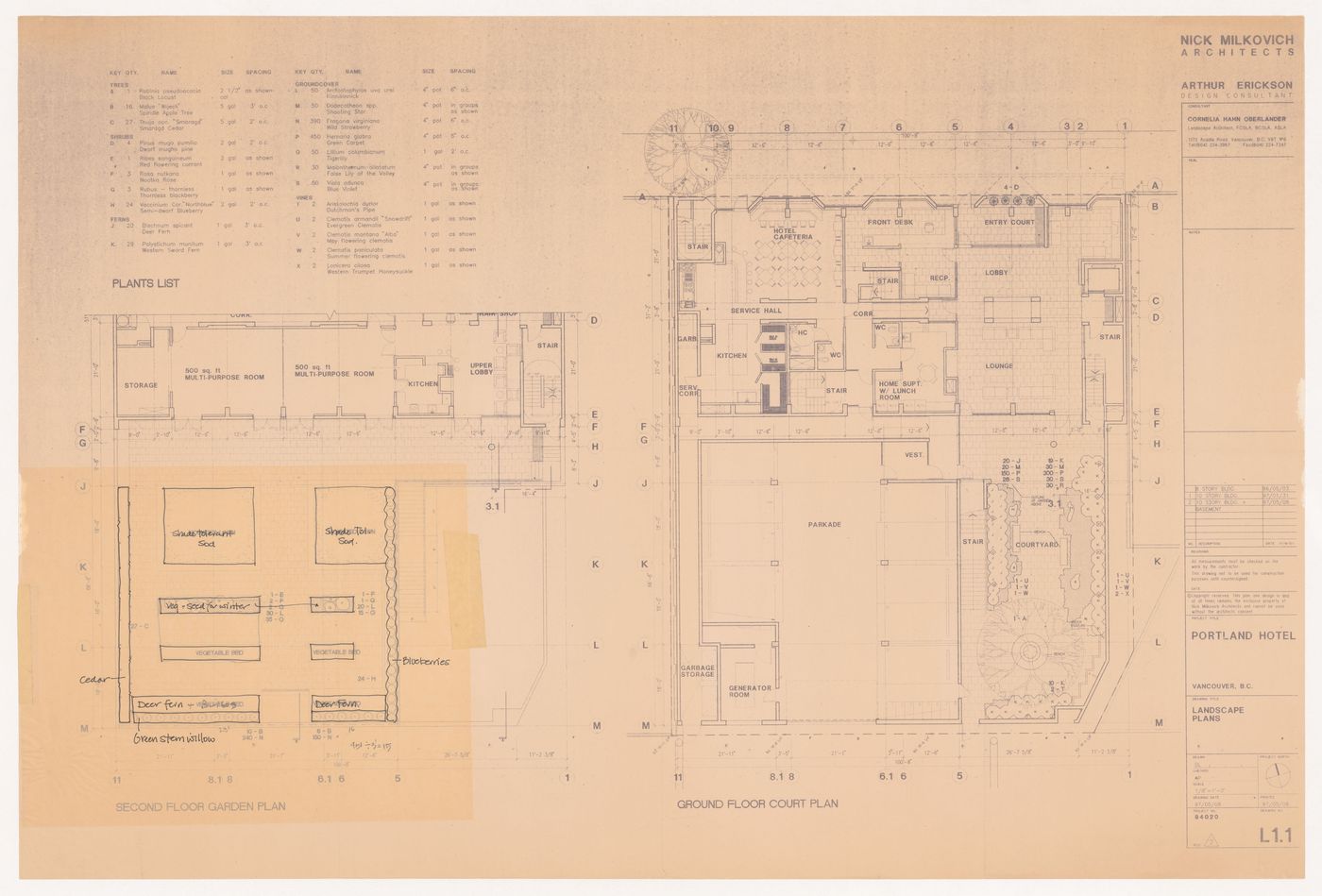 Landscape plan for Portland Hotel, Vancouver, British Columbia