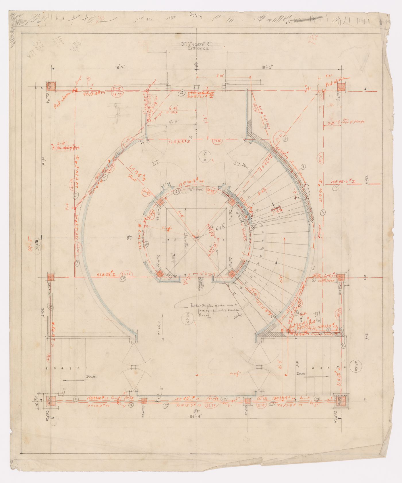 Étude des escaliers, Annexe au Palais de Justice de Montréal, Montréal, Canada (1920-1927)
