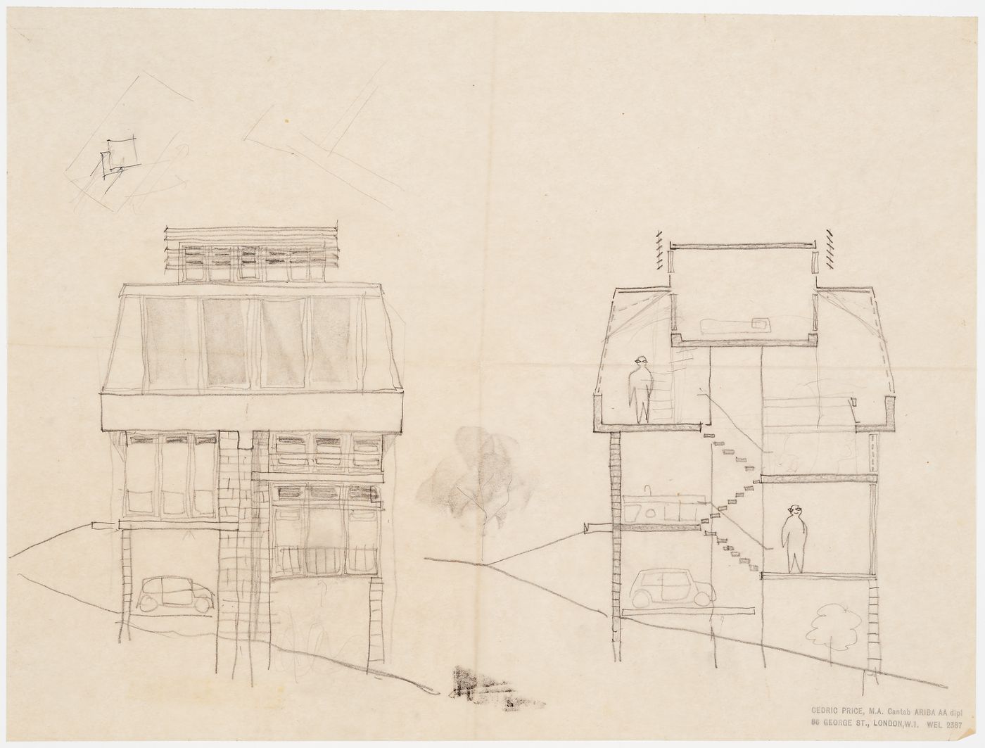 Elevation and section for a house in Selsdon, Croydon, Greater London, England