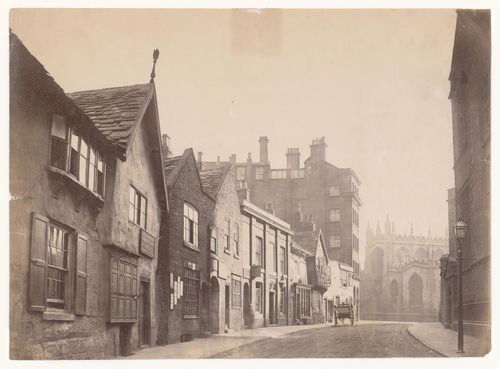 View of houses in Long Millgate, Manchester, England