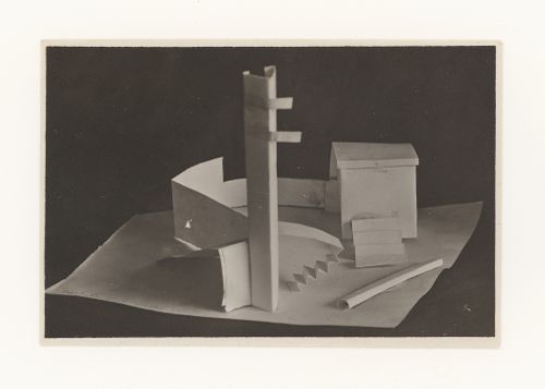 Photograph of a student model on the topic "Organization of Space in a Rectangular Area" for the "Space" course at the Vkhutemas (Higher State Artistic Technical Studios), Moscow