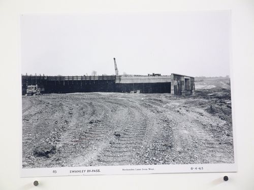 View of Hockenden Lane from west, during construction of the Swanley Bypass, England