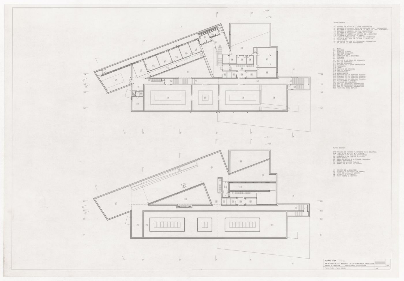 First and second floor plans for Centro Galego de Arte Contemporânea, Santiago de Compostela, Spain