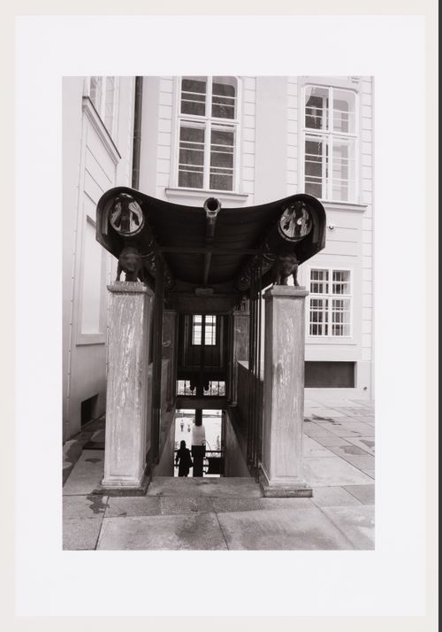 Baldachin with bull detail before the entrance from the Third Courtyard to Rampart Garden, Prague Castle