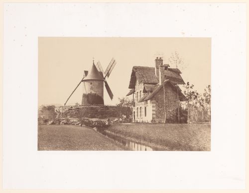 View of Longchamps windmill, Bois de Boulogne, Paris, France
