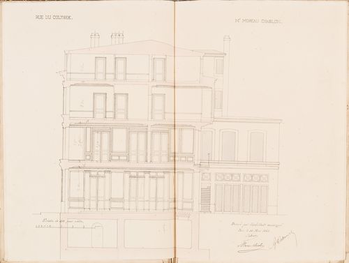 Contract drawing for a house for Monsieur Moreau Chaslon, rue du Colysée, Paris: Longitudinal section