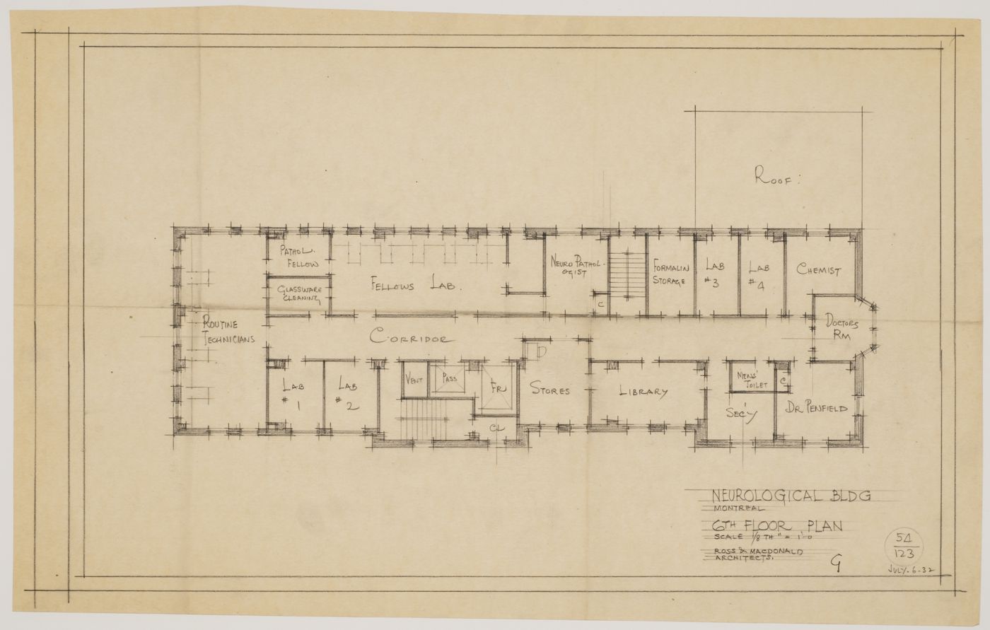 Montréal Neurological Institute, Montréal, Québec: sixth floor plan