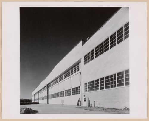 View of the north façade of the west end of the Manufacturing Building, Higgins Aircraft Corporation Airplane Assembly Plant, New Orleans, Louisiana