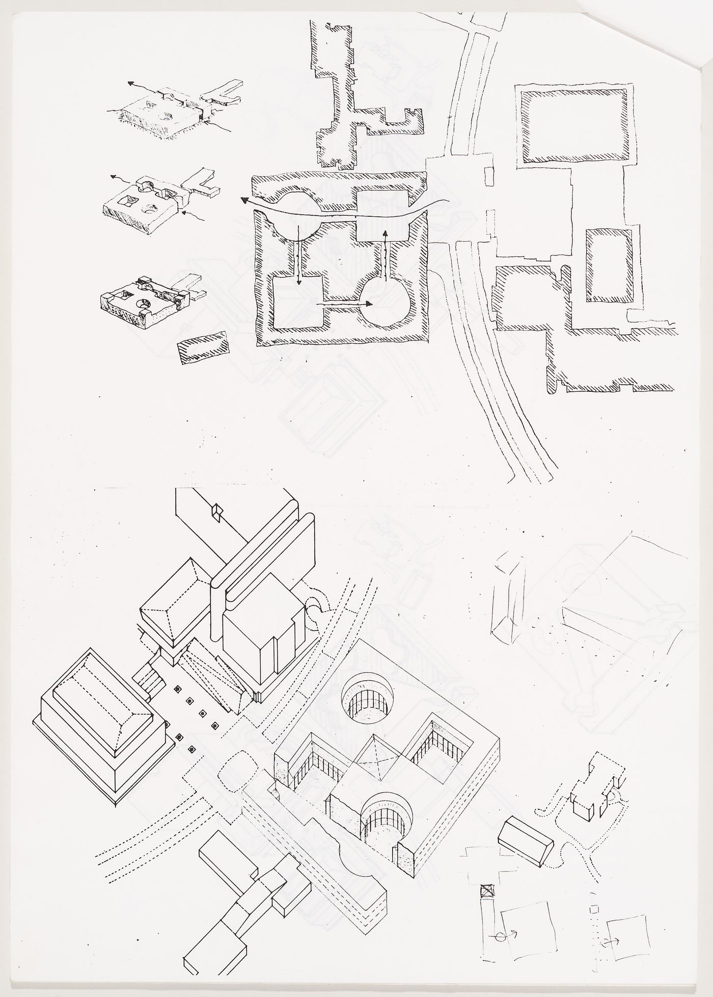 Science Library, University of California at Irvine, California: plan and axonometrics