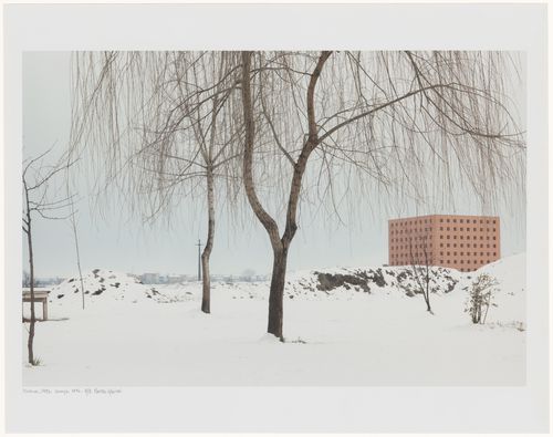 View of the ossuary in winter, Cemetery of San Cataldo, Modena, Italy