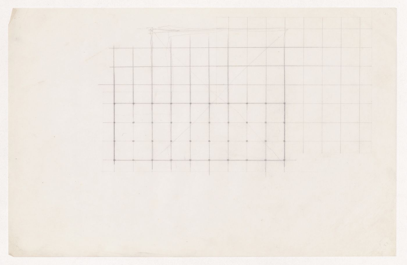 Ruled grid with plan for a campus building for Illinois Institute of Technology
