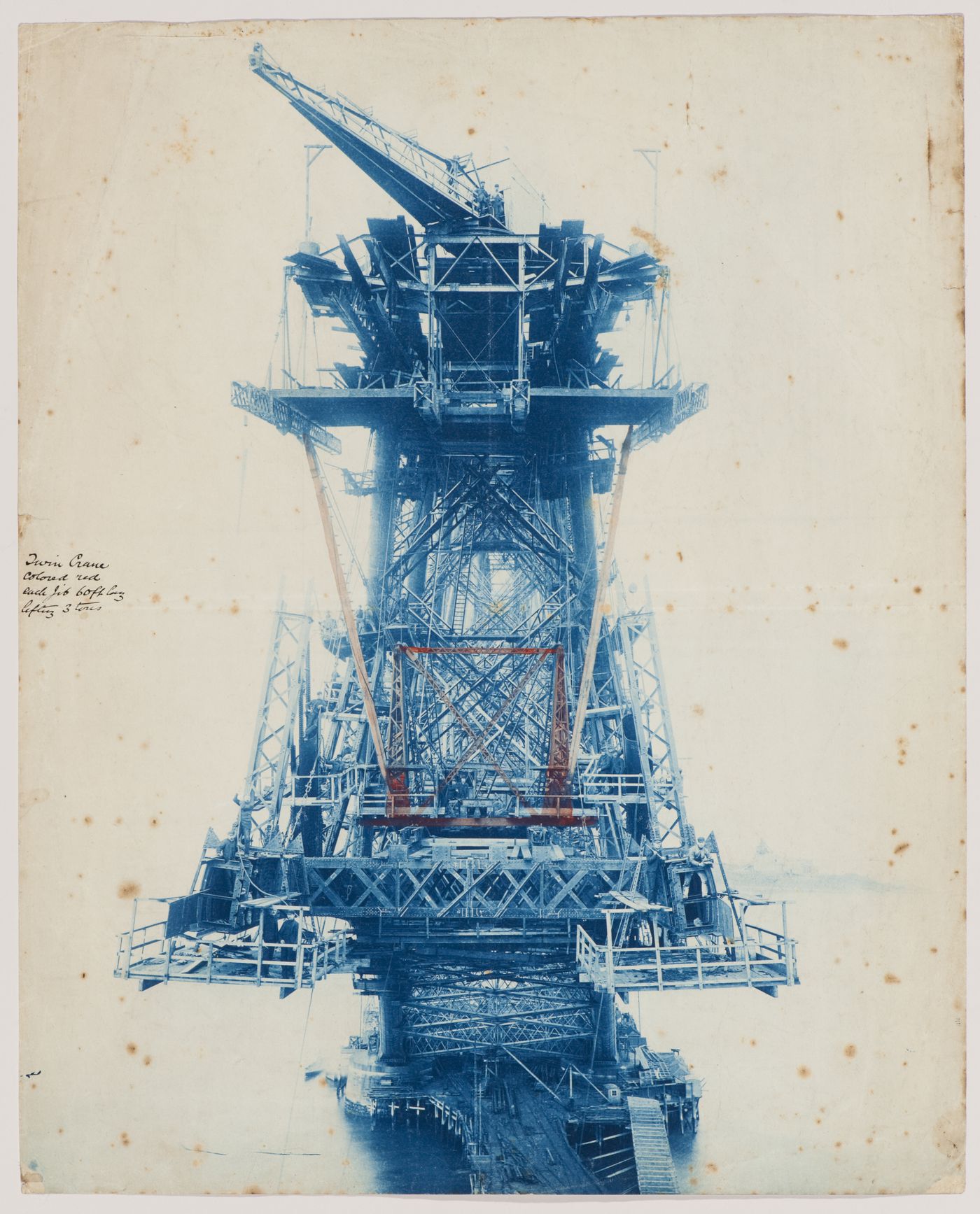 View of the Forth Bridge under construction, Firth of Forth, Scotland