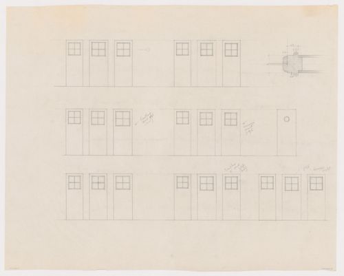 Elevations and sectional detail for doors for Olveh mixed-use development, Rotterdam, Netherlands