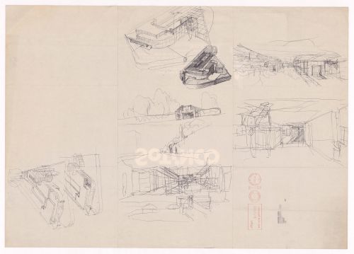 Sketch axonometric and perspective views for Casa Marques Pinto, Porto, Portugal