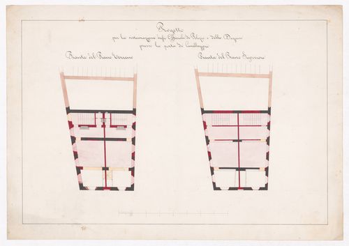 Plans for the barracks of the Vatican guards at Porta de Cavalleggeri, Rome