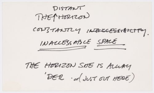 The distant horizon constantly inaccessible space / The horizon she is away 'der or (just out here)