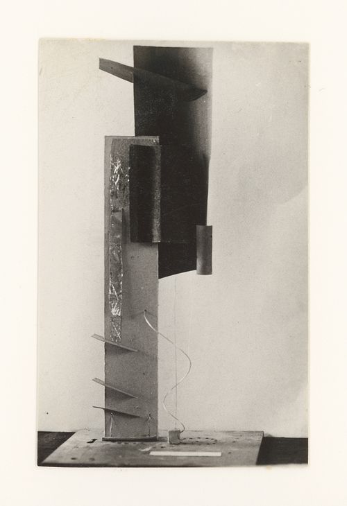 Photograph of a student model on the topic "Complex Composition Showing Combination of Texture, Material and Form of the Frontal Surface" for the "Space" course at the Vkhutemas (Higher State Artistic Technical Studios), Moscow