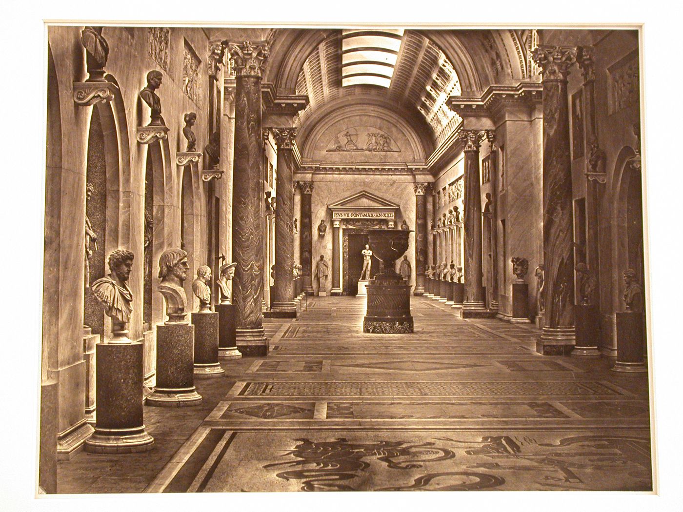 Vatican Galleries: Braccio Nuovo interior view of gallery displaying antique sculpture, Vatican City