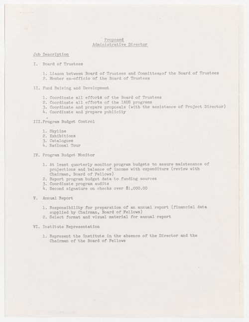 Proposed job description for Administrative Director