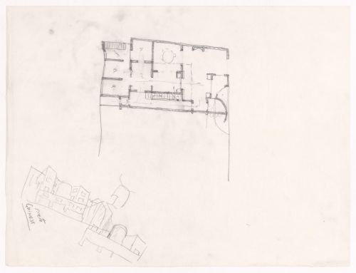 Sketch plan and elevation for Caixa Geral de Depósitos, Matosinhos, Portugal