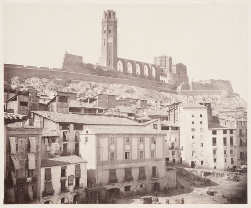 View of La Seu Vella from Sant Joan square, Lleida, Catalonia, Spain