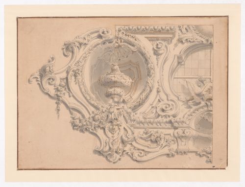 Dessin avec deux variantes pour le décor en stuc d'une niche