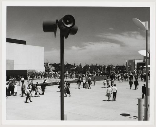 View of speakers, Expo 67, Montréal, Québec