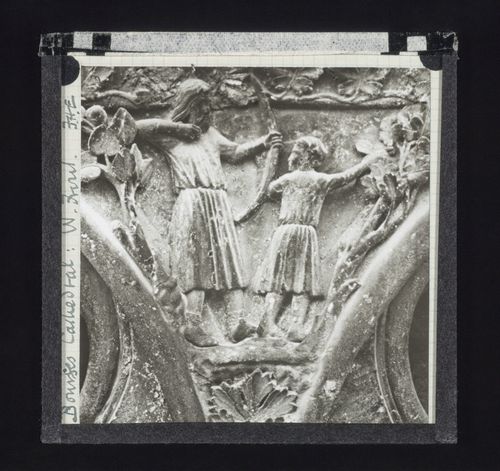 Detail view of relief sculpture of west façade of Cathédrale Saint-Etienne de Bourges, Bourges, France