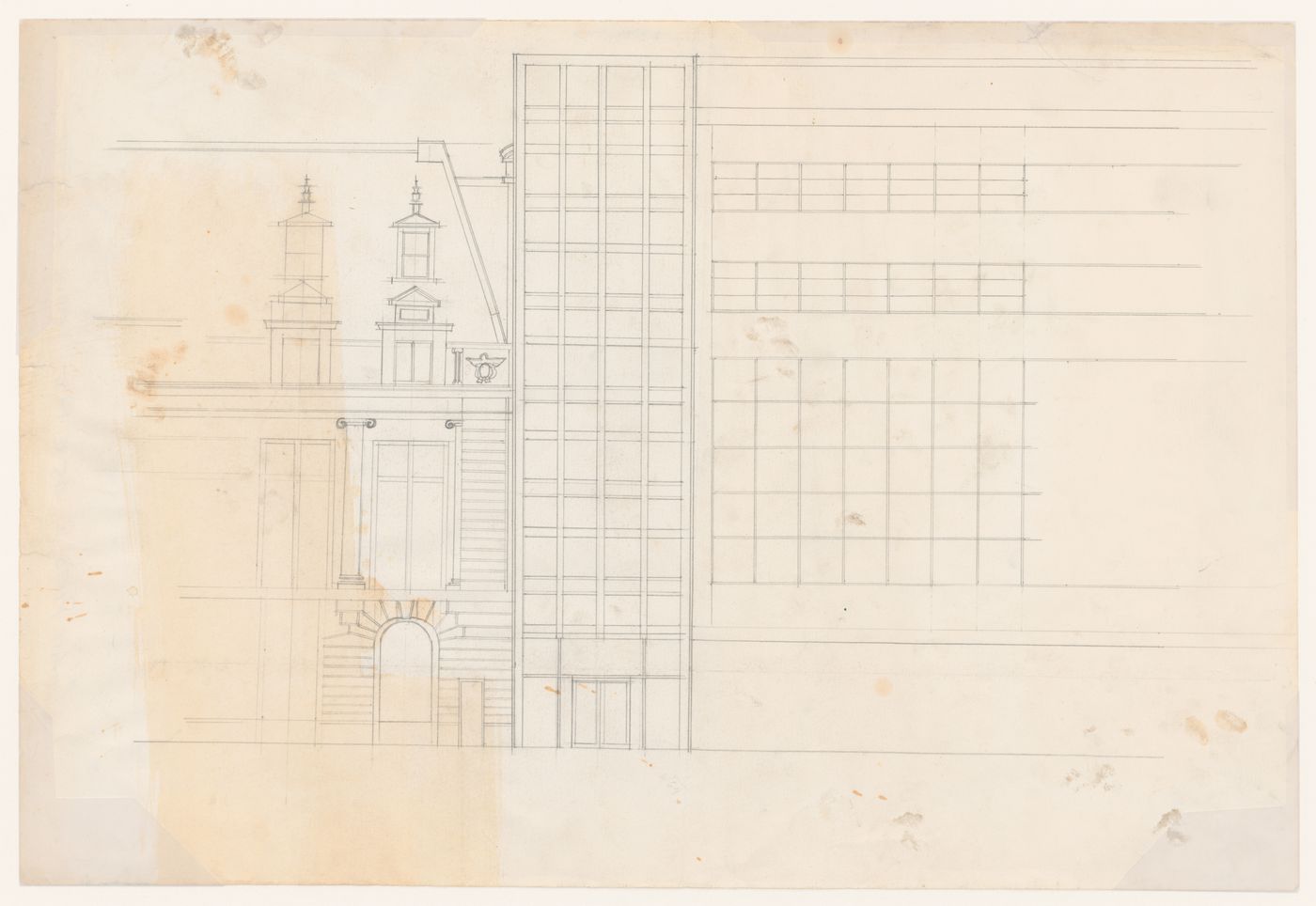 Architectural Drawing of MoMA showing Phillip Johnson Building