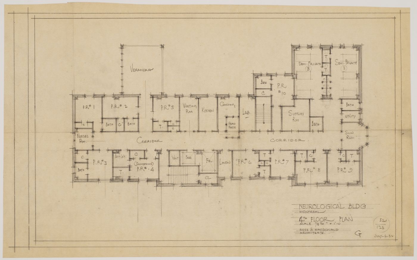 Montréal Neurological Institute, Montréal, Québec: fourth floor plan