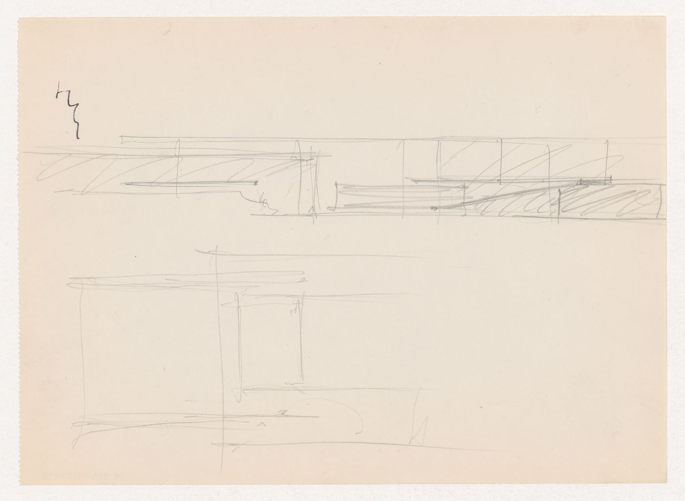 Sketch elevation and sketch plan for Museum for a Small City