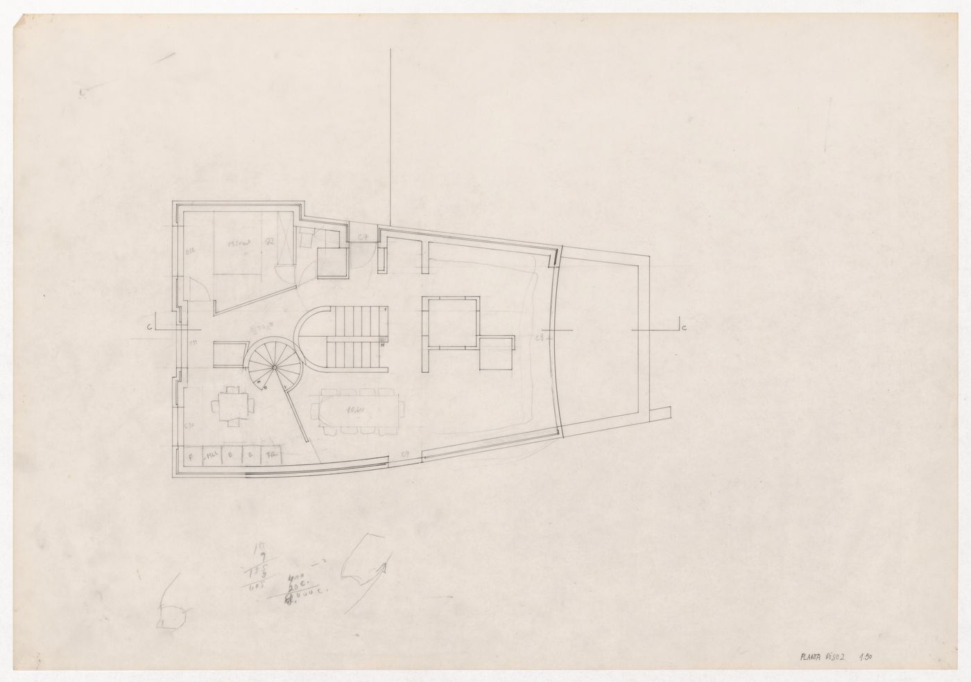 Level two floor plan for Casa Fernando Machado, Porto, Portugal